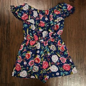 Women’s Medium floral, casual off the shoulder Romper from brand As U Wish.